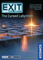 Cover of EXIT: Cursed Labyrinth, showing a cowled figure at the entrance to the eerie maze