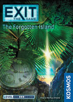 Cover of EXIT - the Forgotten Island: a beach glimpsed through palm leaves with a stopwatch