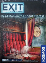 Cover of EXIT - Dead Man on the Orient Express - a spilt glass of wine in a railway carriage seen through a rain-spattered window