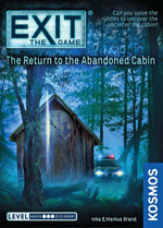 Cover of EXIT: Return to the Abandoned Cabin, showing the cabin in the woods with a police car alongside