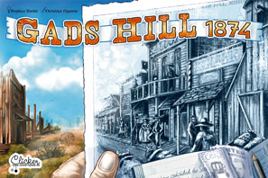 Cover art from Gads Hill 1874 showing the contrast between the present day ghost town and a drawing of the 1874 town