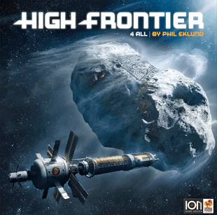 Cover of High Frontier 4 All: a space probe above an asteroid being mined