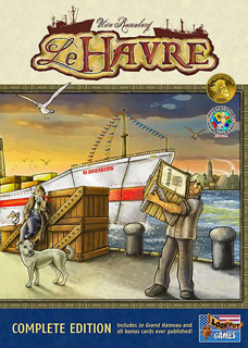 Cover of Le Havre: in front of the MS Rosenberg a docker hefts a crate labelled Agricola while an ancient mariner looks on
