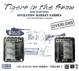 Tigers in the Snow pack: line drawing of a Tiger tank behind the blister packs containing the model tanks