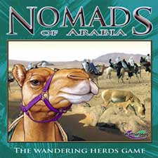 Box art from Nomads of Arabia: herds of animals against a desert background