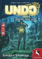 Cover of Undo - Forbidden Knowledge: a distraught figure clutching a lantern and a telephone in an overgrown cemetery at night
