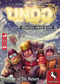 Cover of Undo - Peak of No Return: a hand reaches out to help a mountaineer who's being supported by two others as the snow falls