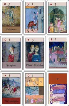 Nine cards from Siena, taken from classic art
