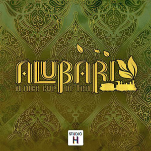 Cover from Alubari: an intricate gold and green Indian-style design