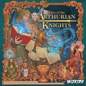 Cover of Tales of the Arthurian Knights: Merlin works on a spell over a montage of knights in action