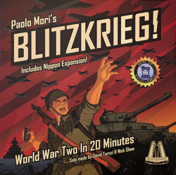 Cover of Blitzkrieg: a GI throws a grenade while the skies are full of planes in WW2 poster style