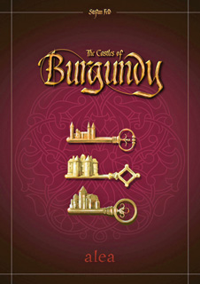 Cover of The Castles of Burgundy: ornate keys featuring castles against a burgundy background