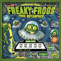Cover of Freaky Frogs... - the pinball machine artwork with a high score counter