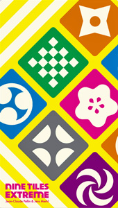 Cover of Nine Tiles Extreme: a selection of patterns against a yellow and white background