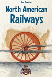 Cover of North American Railways: a locomotive wheel against an outline of the USA