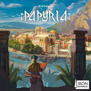 Cover of Papyria: a view between pillars across a river at a burgeoning ancient Mesopotamian city