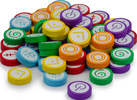 The wooden Vantage skill tokens piled up (courtesy of publisher)
