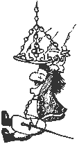A Musketeer swings in from the right on a chandelier