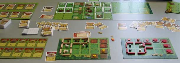 Display of Agricola boards and components