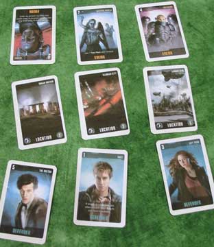 A selection of cards from the "Doctor Who card game" prototype