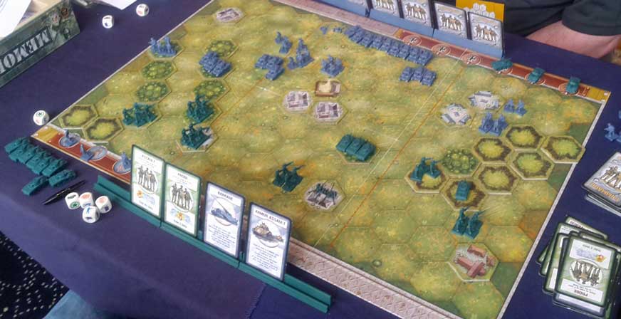 The Memoir ’44 final in progress at the UK Games Expo: honours are pretty even so far