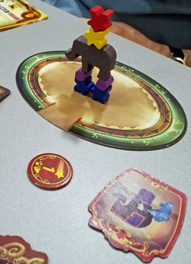 Peter's glorious elephant-based performance in Meeple Circus