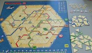 Photo of board, tiles and pieces for Metromania