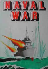 Box art from Naval War: a warship fires its main guns