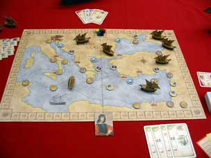 The good-looking board, model ships and cards of the new edition of Oltre Mare