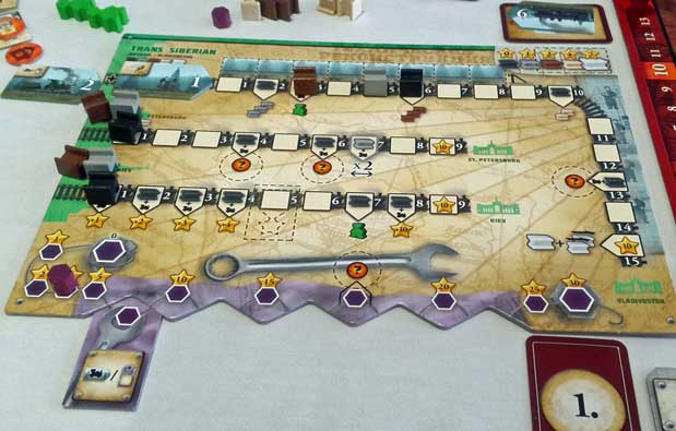 MY player board from Russian Railroads at an early stage of the game