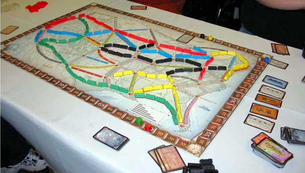 Ticket to Ride laid out on table