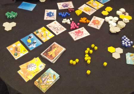 Waggle Dance in play on the Grublin stand at the UK Games Expo