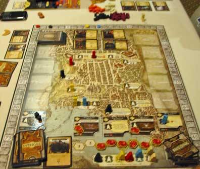 The Lords of Waterdeep board during play
