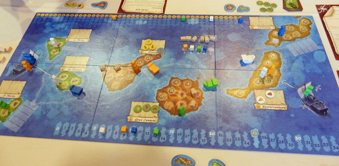 Playing West of Africa: blue’s maxed out on money, but green is in the lead